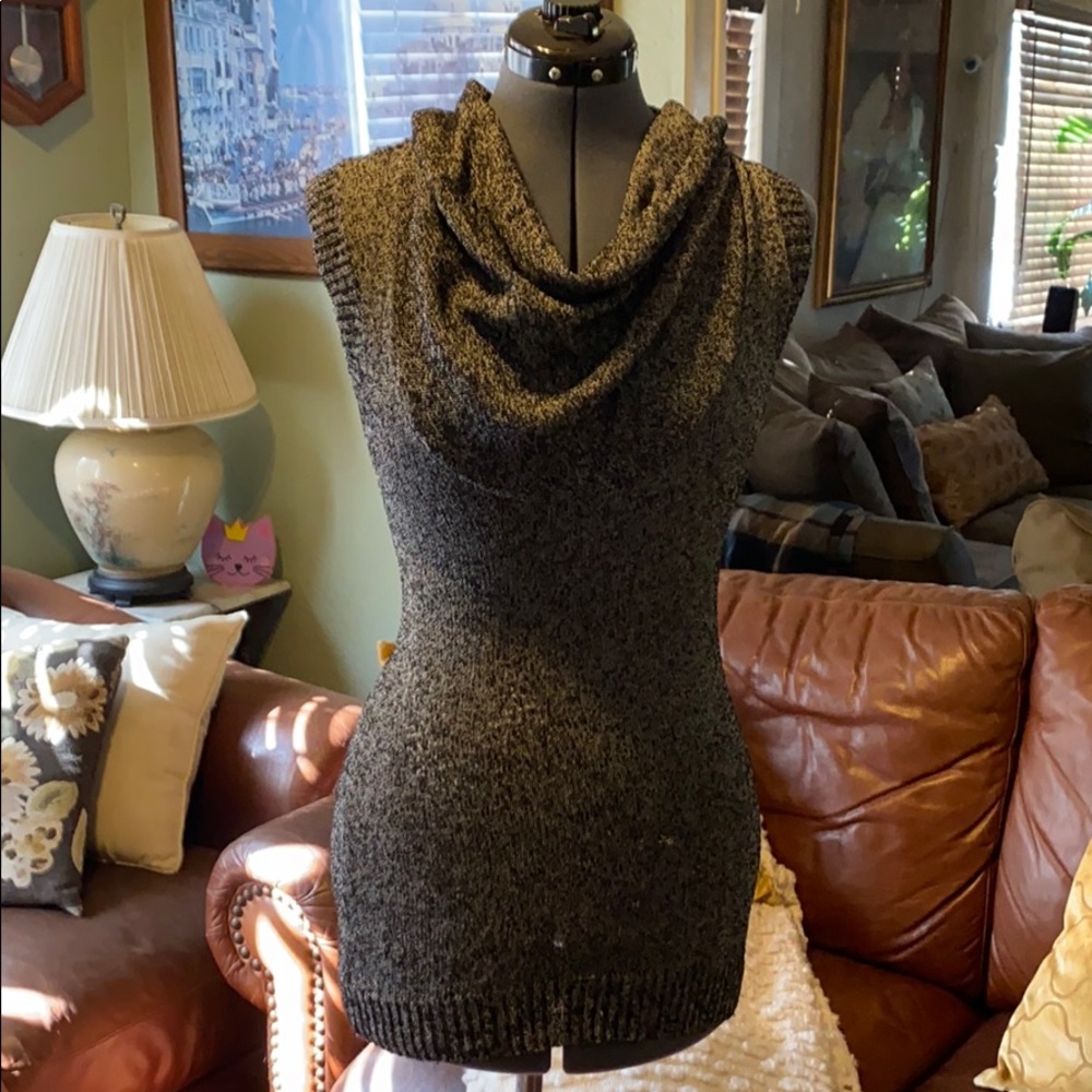 Heart Moon Star Black Cowl Neck Sweater, Size M